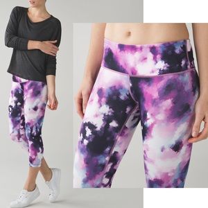 Lululemon Wunder Under Crop III Blooming Pixie Pink Purple Blue Black Size 2